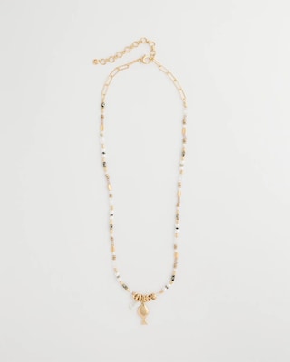 Coral Jade Stone Charm Necklace