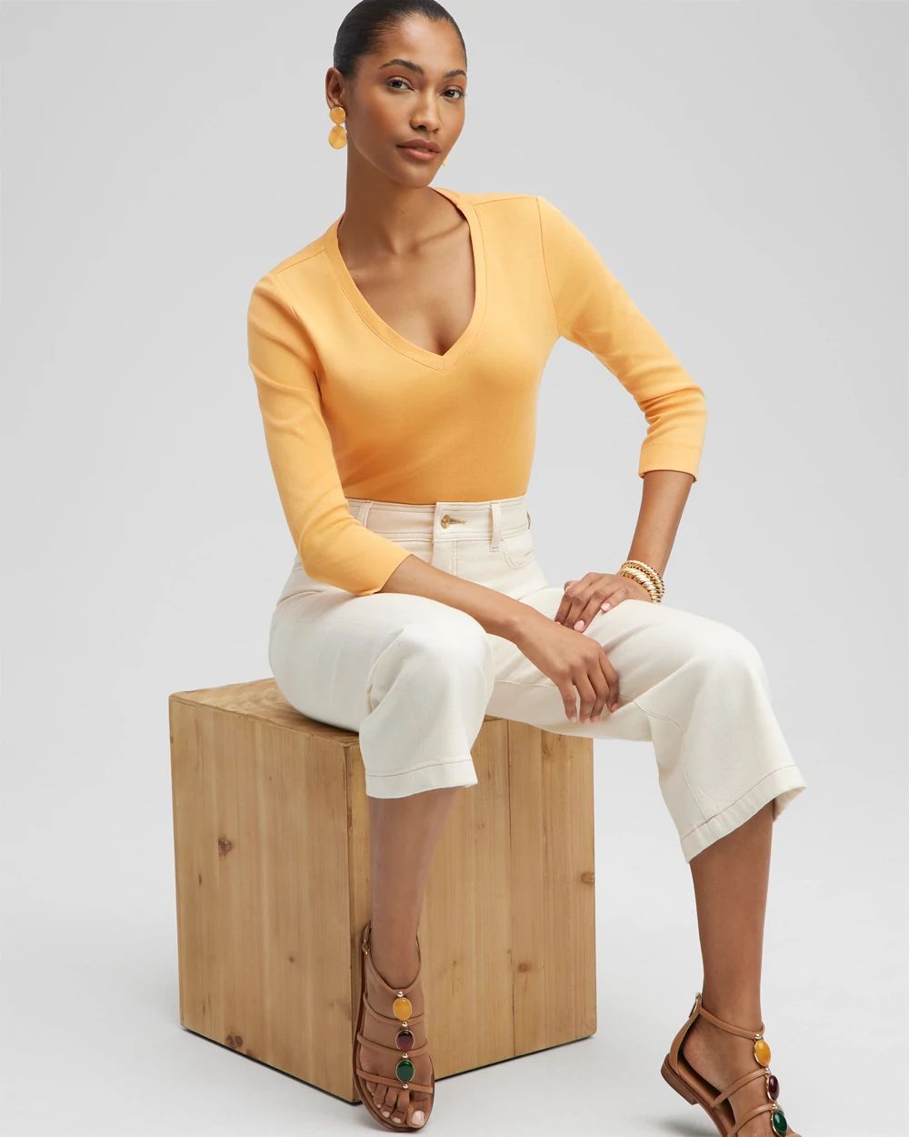 Everyday 3/4 Sleeve V-Neck Tee