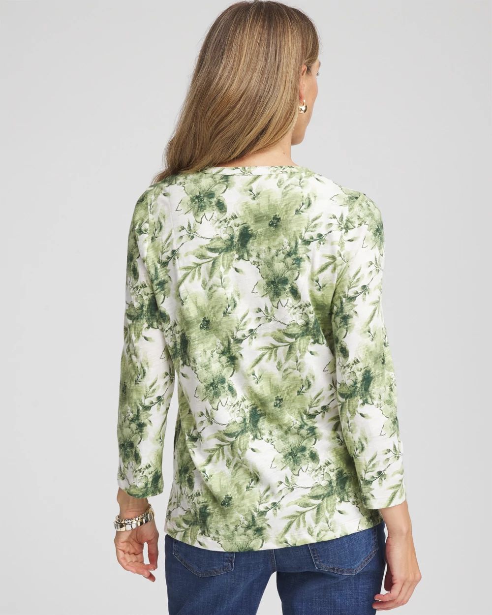 Printed Slub Split Neck Henley Tee