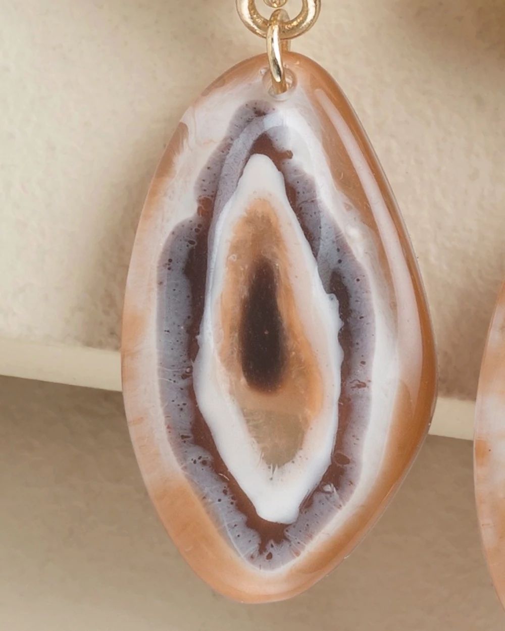 Neutral Resin Clip-On Drop Earrings