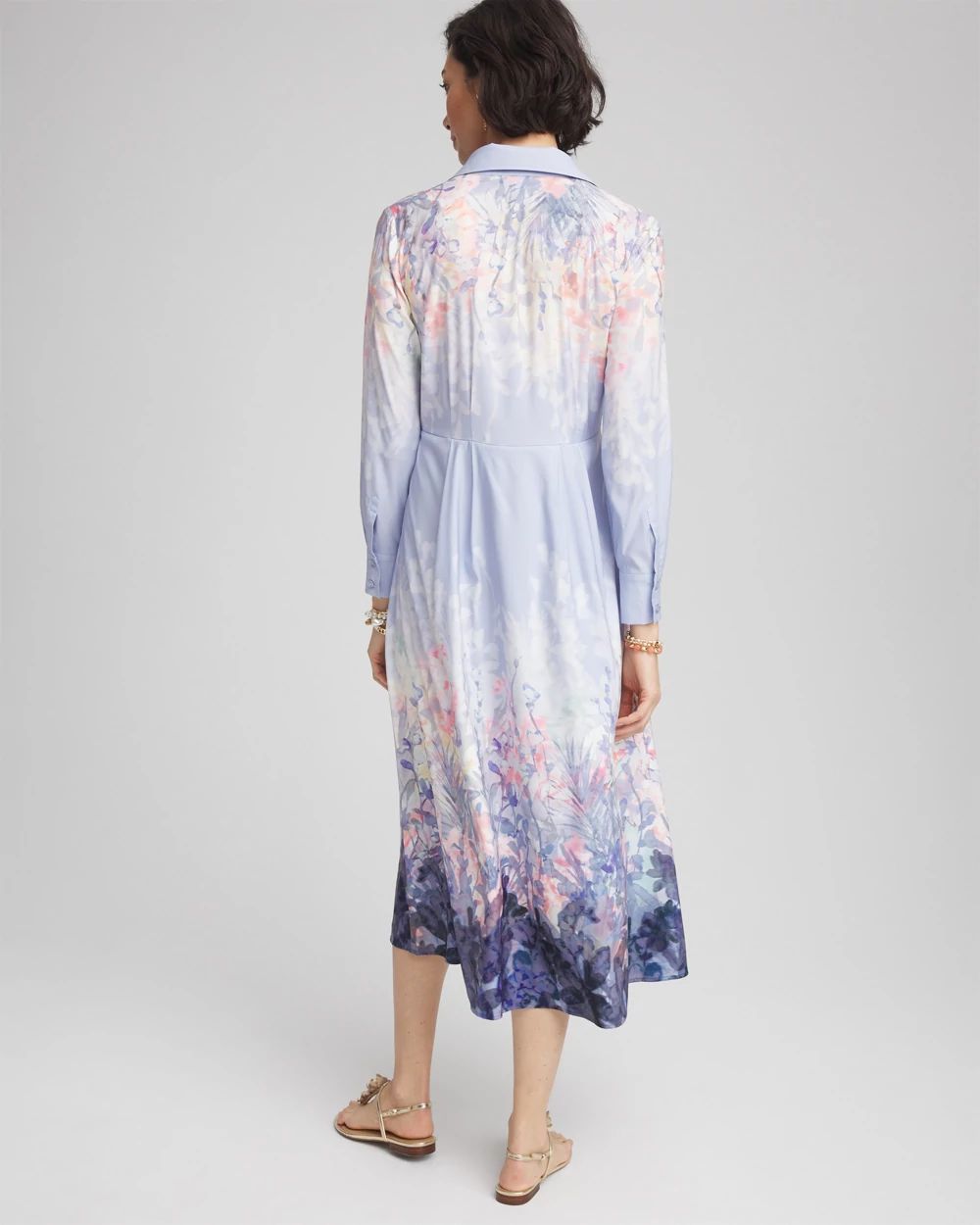 Floral Matte Satin Midi Shirtdress