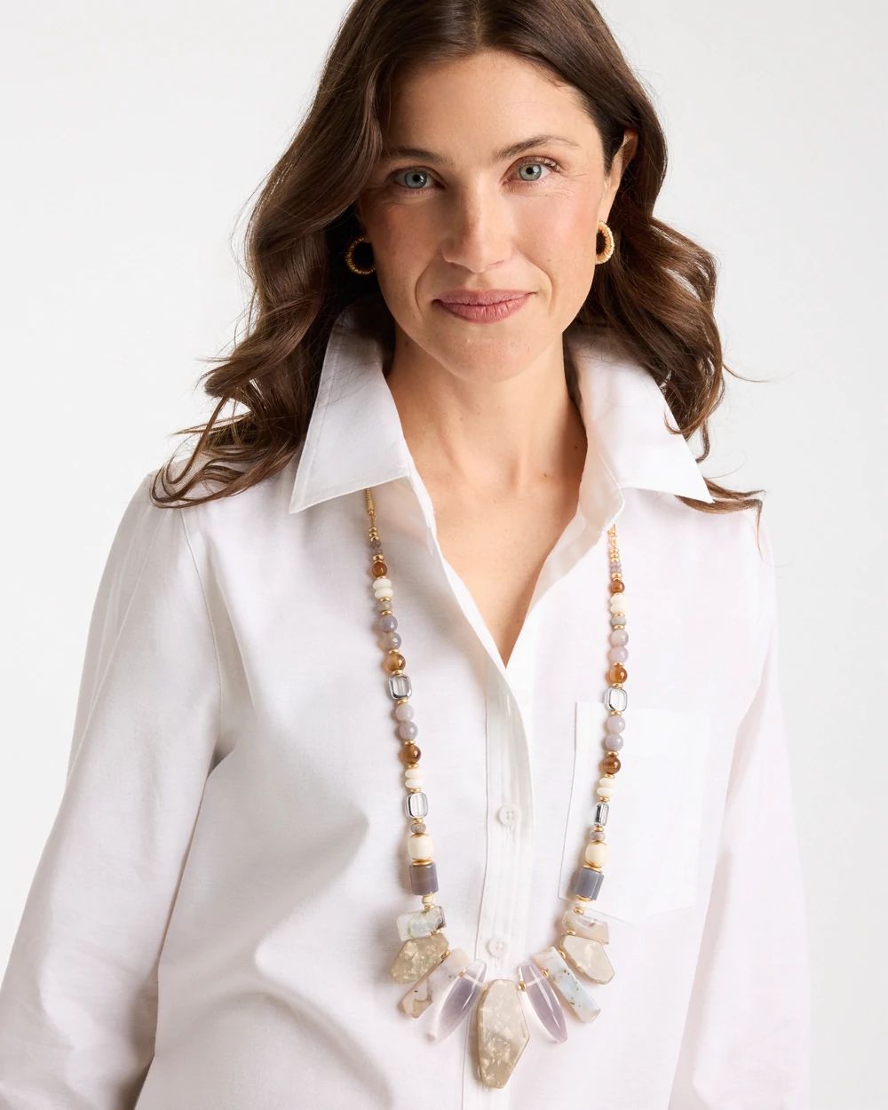 Adjustable Genuine Stone Neutral Necklace click to view larger image.