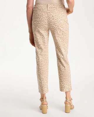 Animal Print Girlfriend Slim Cropped Jeans click to view larger image.