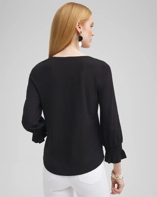 Smocked 3/4 Sleeve Tee