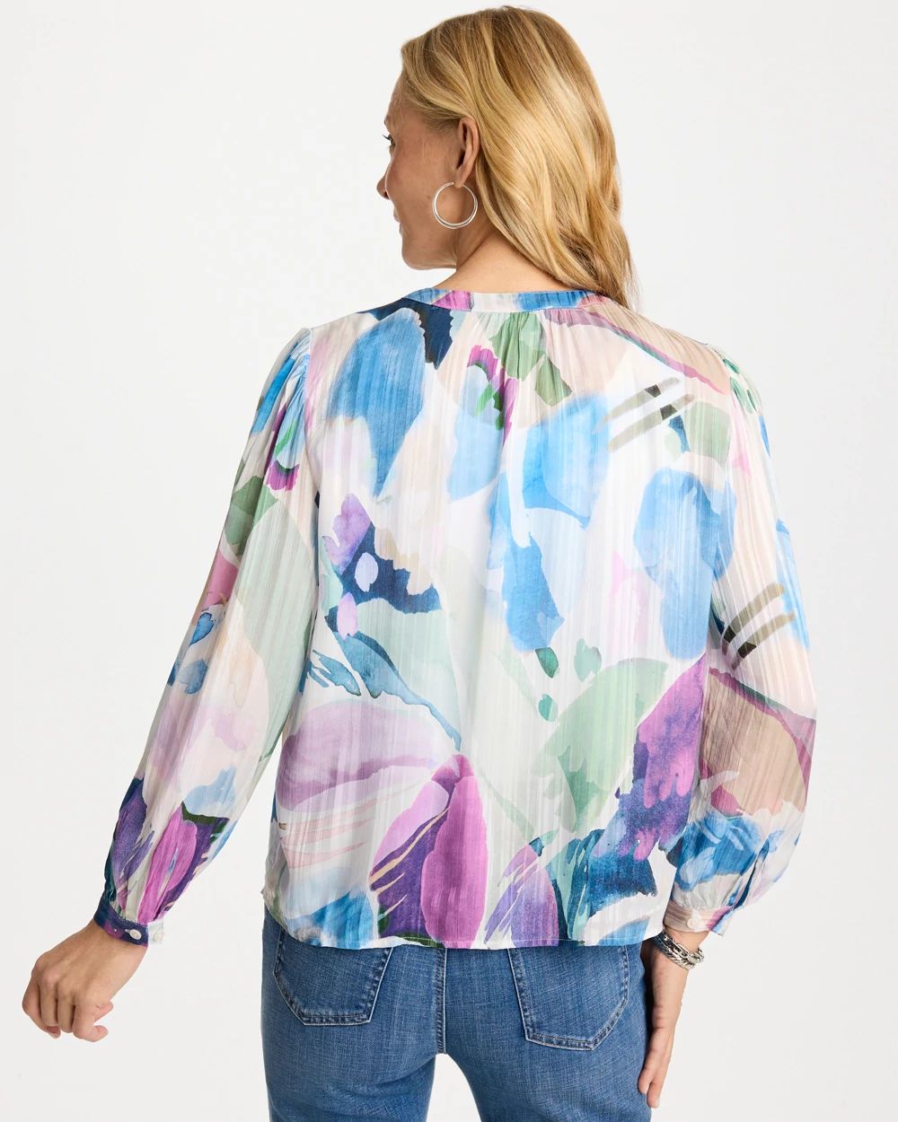 Blur Geo Button Front Blouse