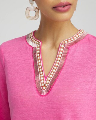 Linen Embellished Tunic click to view larger image.