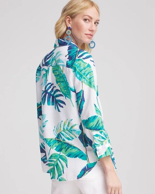 No Iron™ Palm Print Linen Shirt click to view larger image.