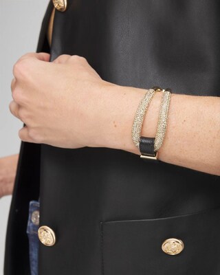 Leather Pavé Magentic Bracelet click to view larger image.