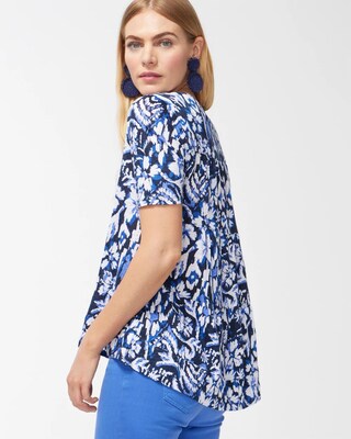 Coastal Print Linen Tiered A-Line Tee