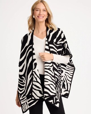 Jacquard Zebra Open-Front Ruana