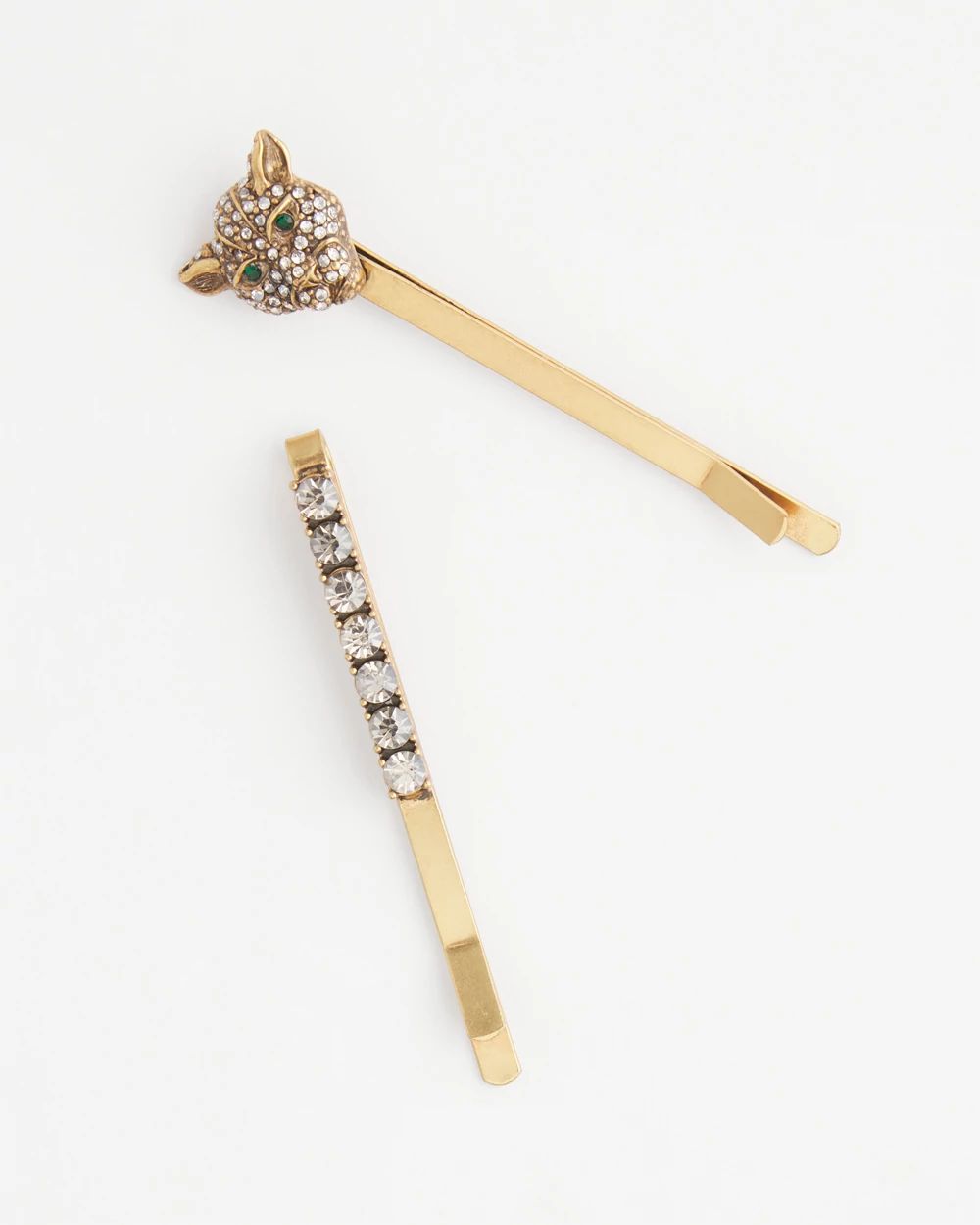 Green Eyed Leopard Hair Pin Set of 2 click to view larger image.