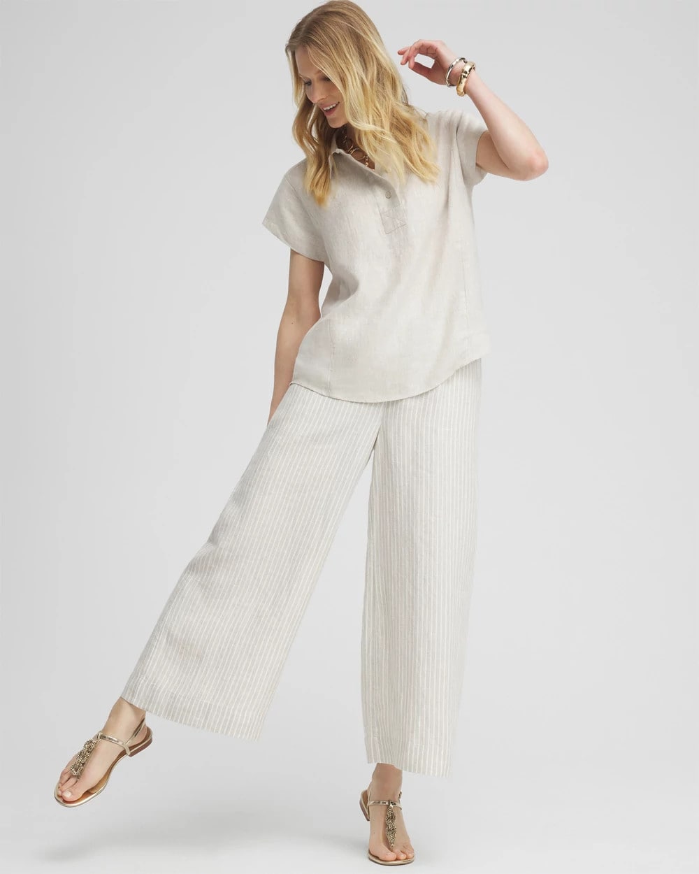 Linen Stripe Culotte Pants