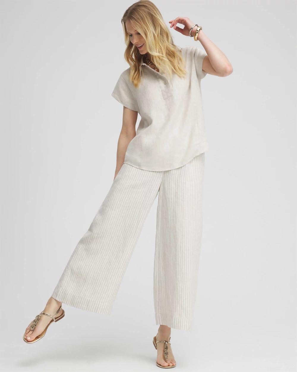 Linen Stripe Culotte Pants