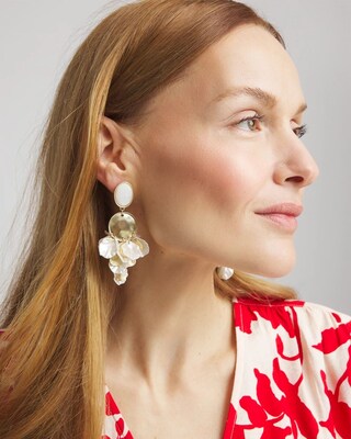 Antique Gold & Seashell Chandelier Earrings click to view larger image.