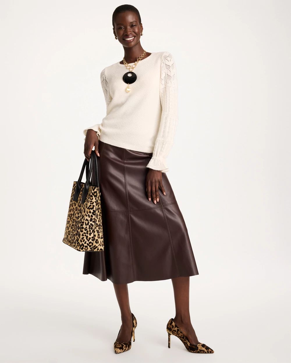 Chocolate Faux Leather Skirt