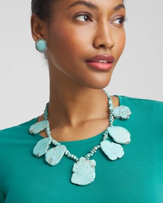 Turquoise Howlite Stone Bib Necklace