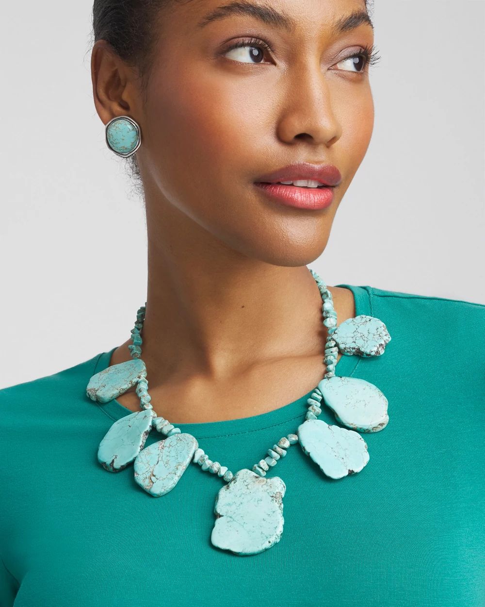Turquoise Howlite Stone Bib Necklace