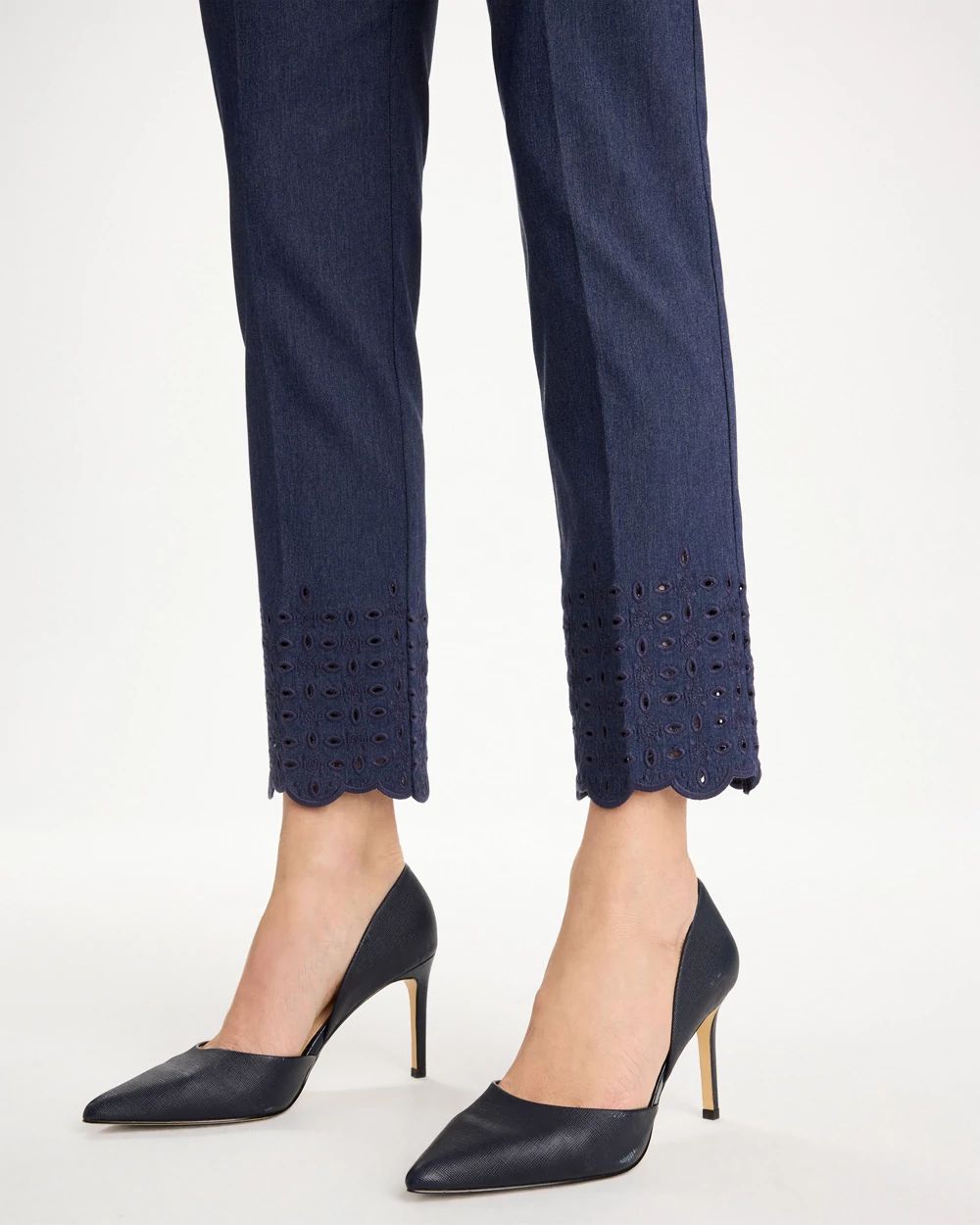 Brigitte™ Slim Embroidered Pull-On Crop Pant click to view larger image.