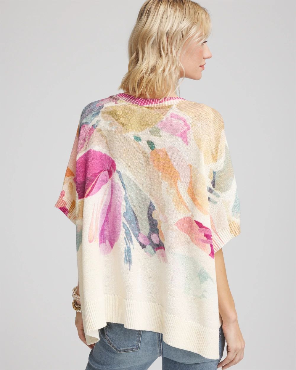 Crewneck Floral Poncho