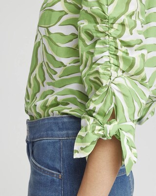 Floral Ruched Sleeve Shirt