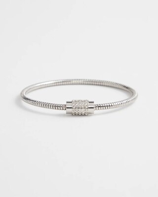 Silver Tone Pavé Barrel Bracelet