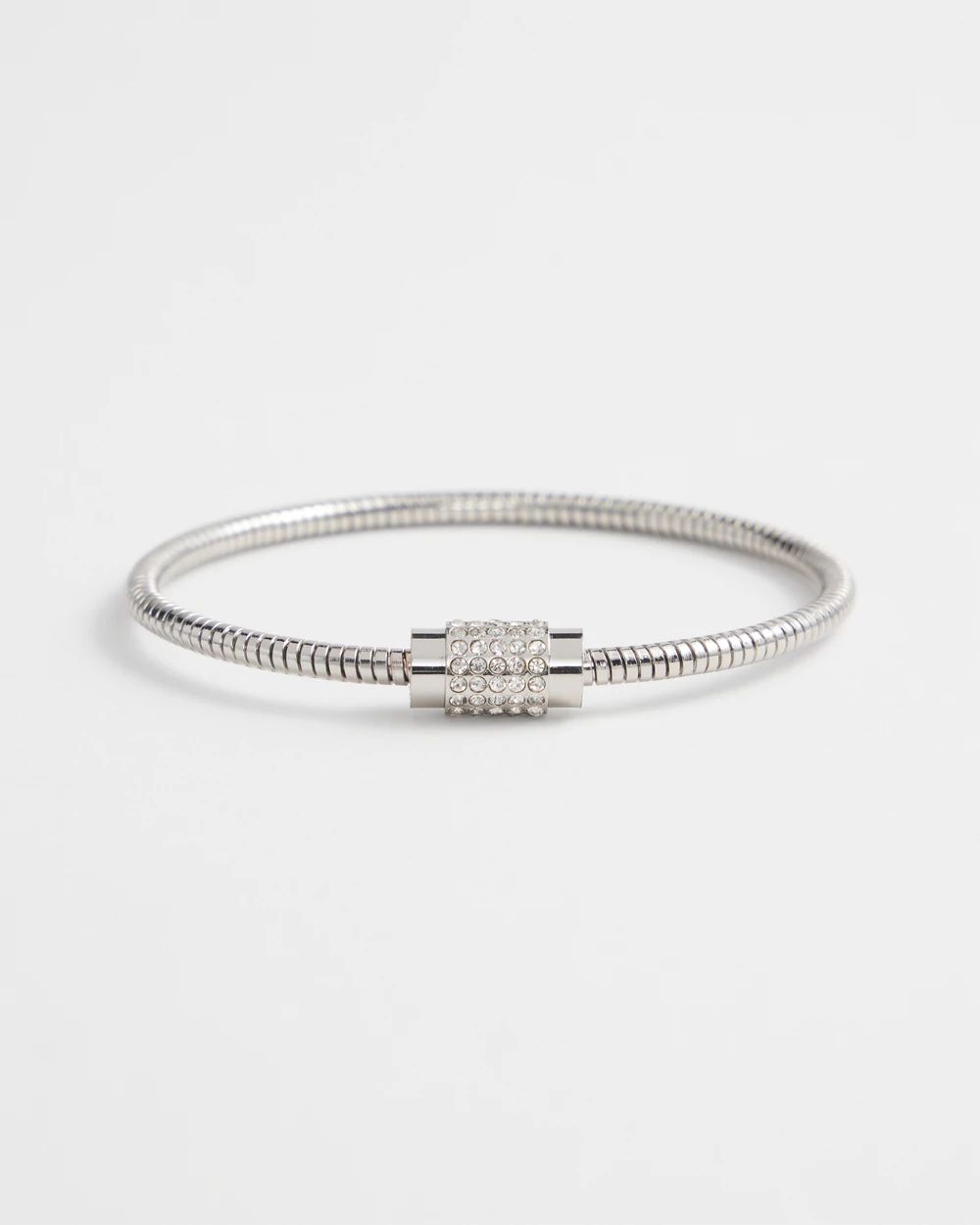 Silver Tone Pavé Barrel Bracelet