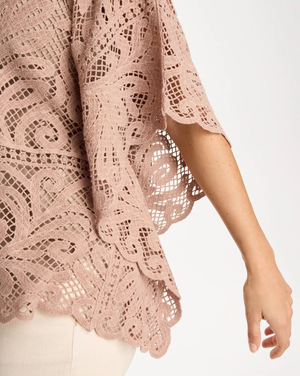 Cotton Crochet Lace Poncho click to view larger image.