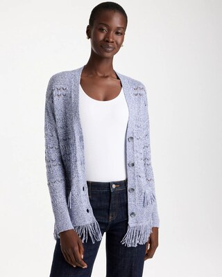 Fringed Long-Sleeve Cardigan