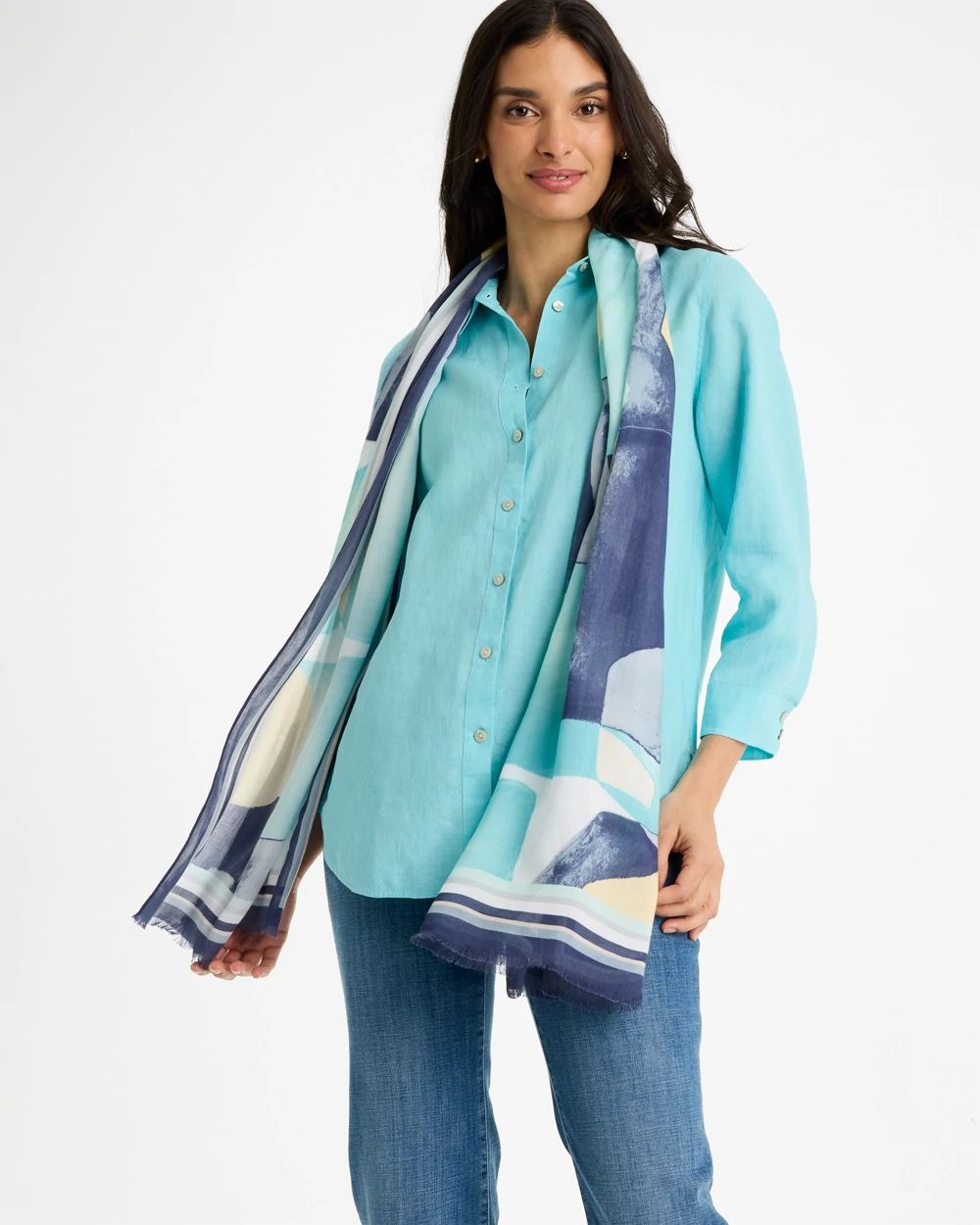 Artisanal Patch Oblong Scarf click to view larger image.