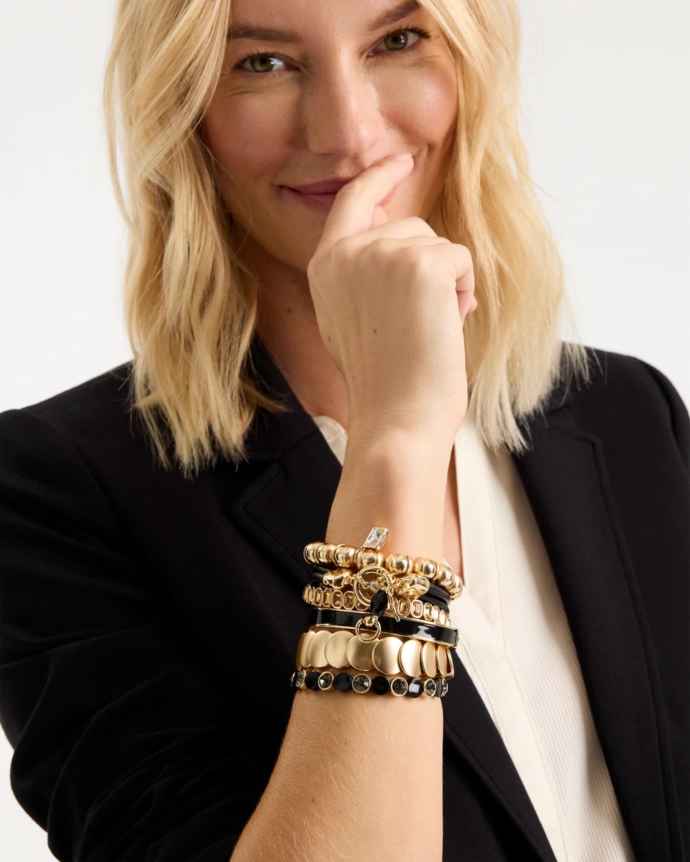 Black Enamel Stretch Bracelet