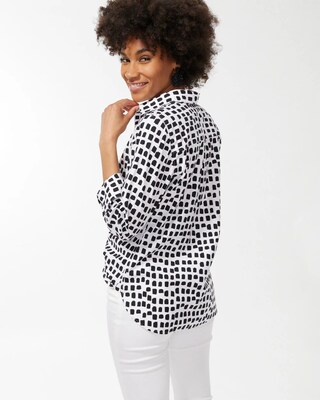No Iron Stretch Square Dot Shirt