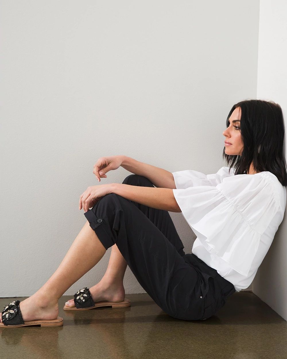 Knit and Woven Tiered-Sleeve Top