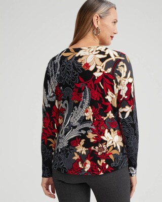 Scrolls V-neck Pullover Sweater