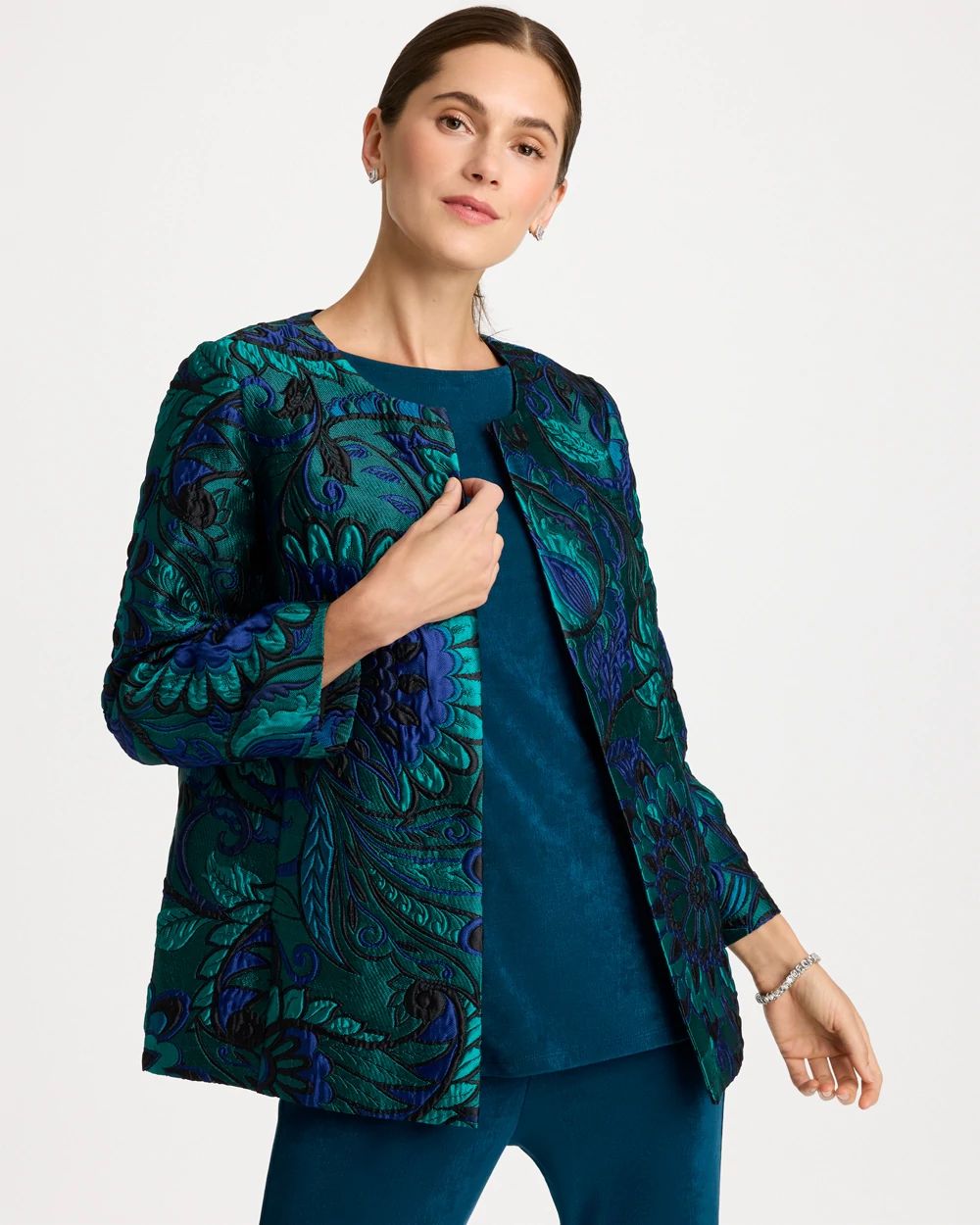 Travelers™ Collection Paisley Floral Jacquard Jacket