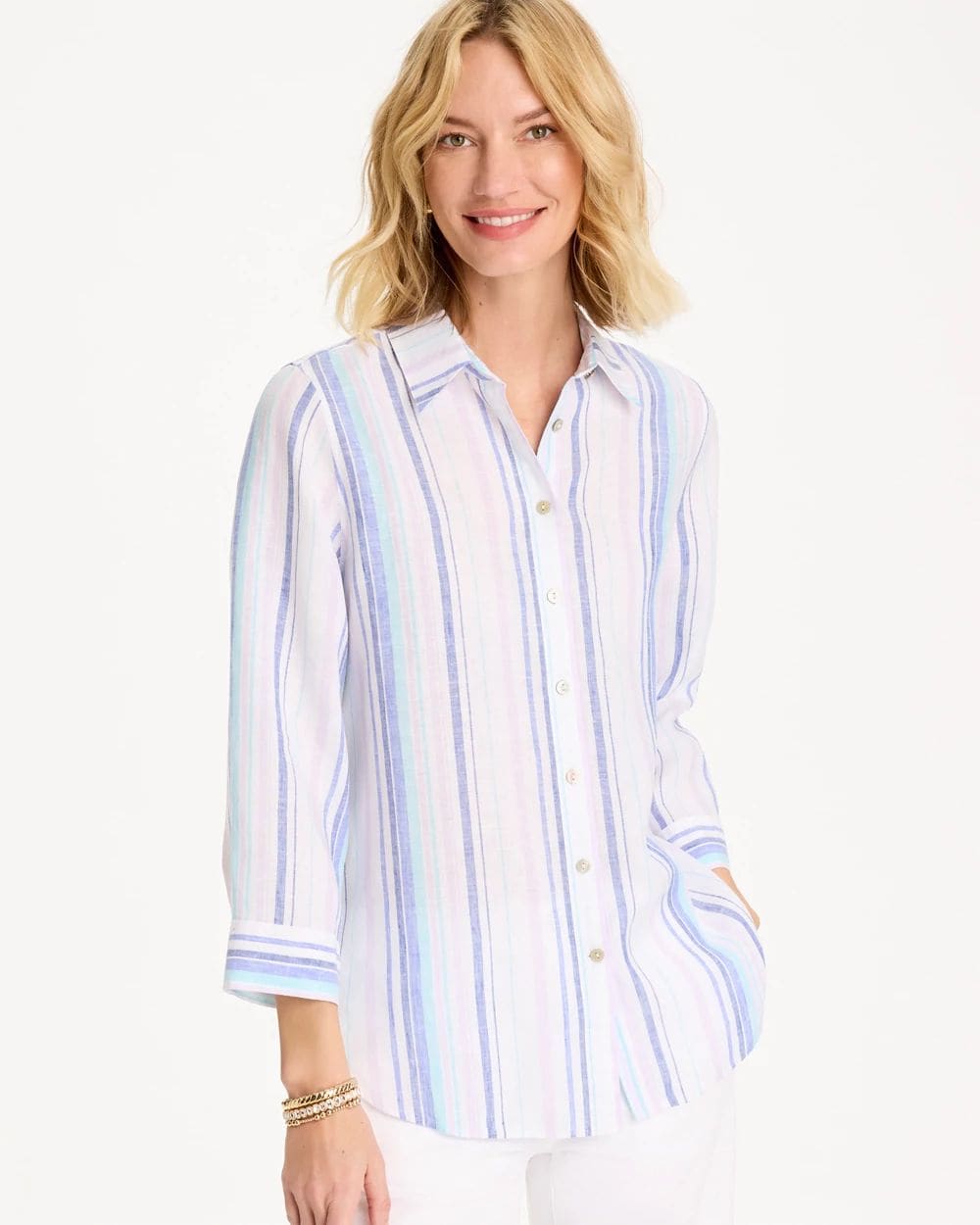 No Iron™ Linen Striped Shirt
