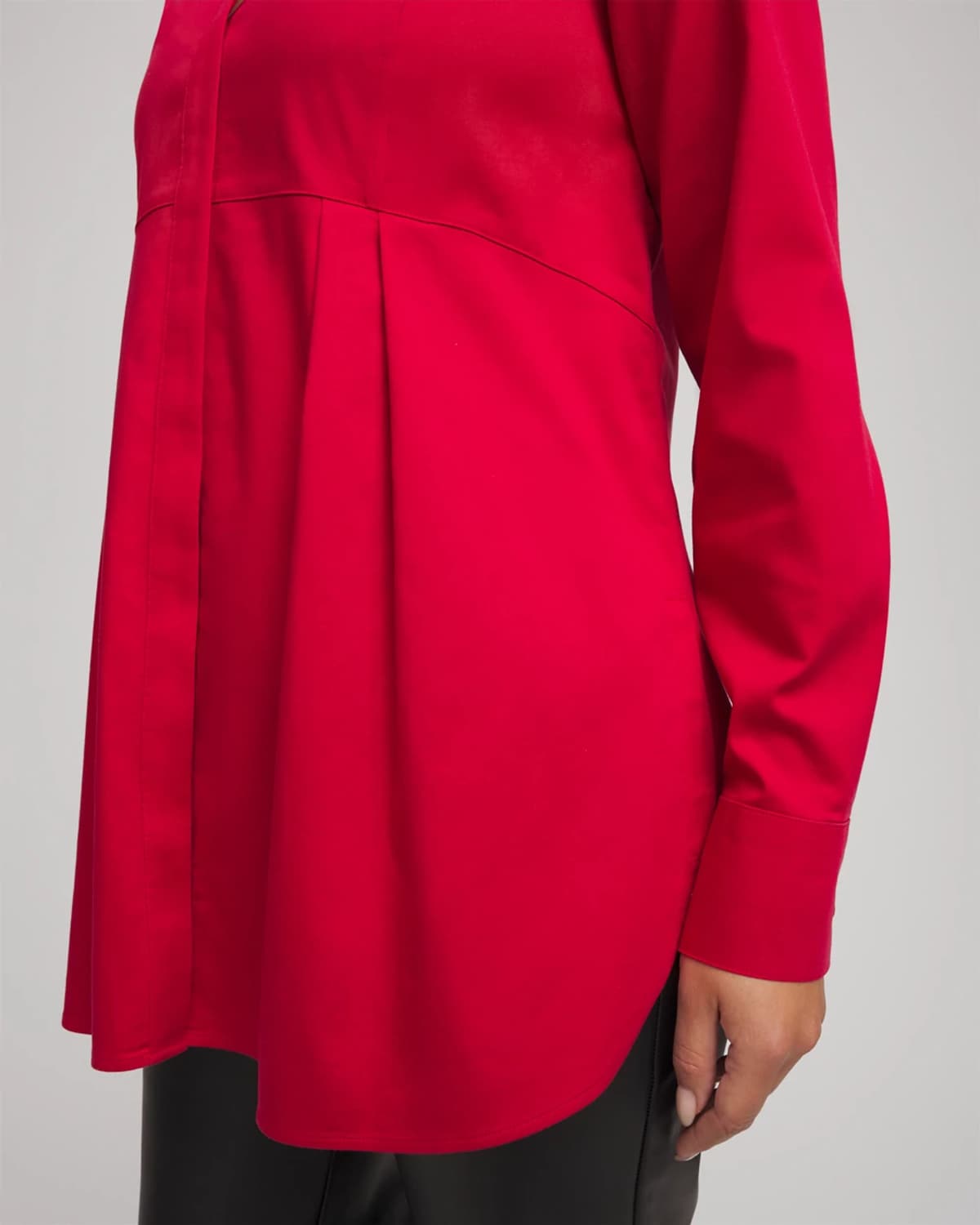 Chico's No Iron Peplum Pleated Shirt In Carmine Red In Red