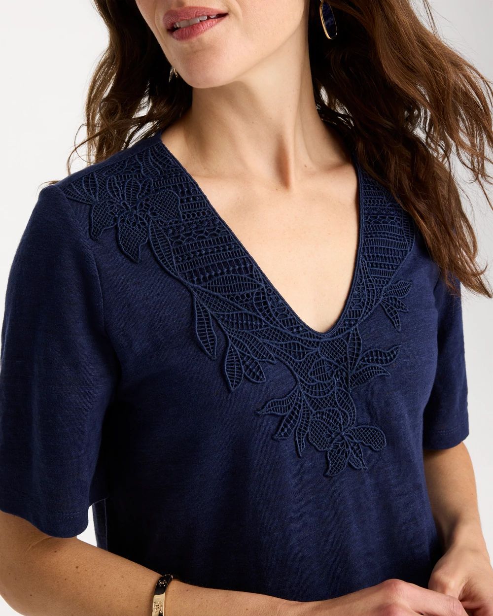 Flora Lace V-Neck Tee click to view larger image.