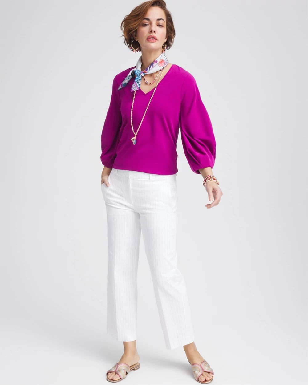 Striped Straight-Leg Cropped Pants