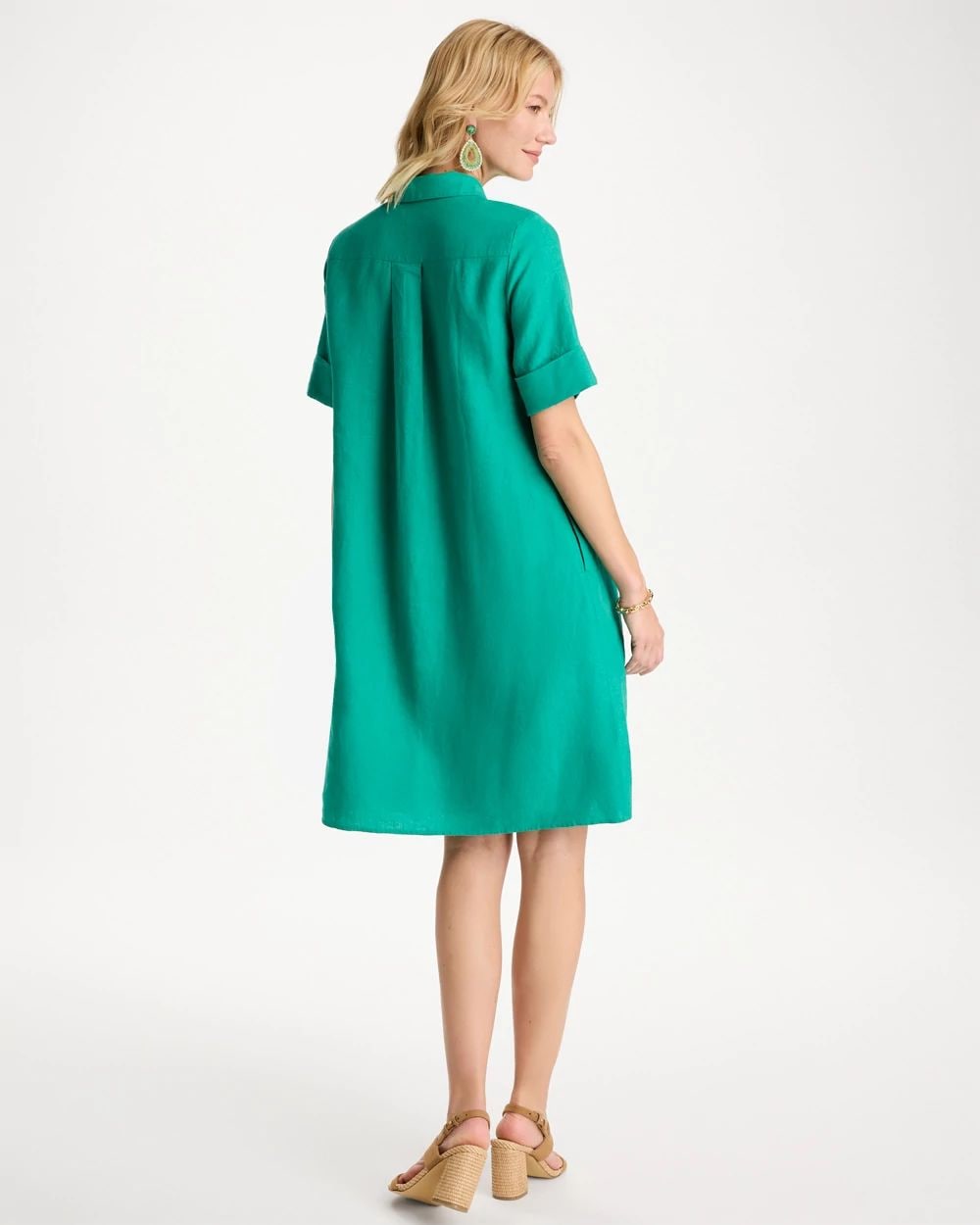 Linen-Cotton Popover Dress