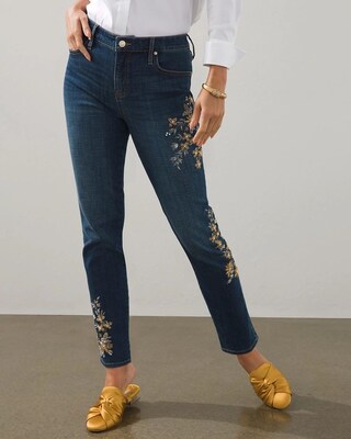 Girlfriend Beaded Leg Ankle Jeans