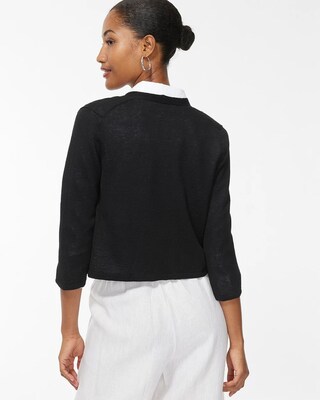 Linen Blend Cropped Cardigan