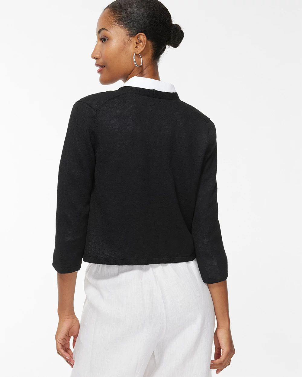 Linen Blend Cropped Cardigan
