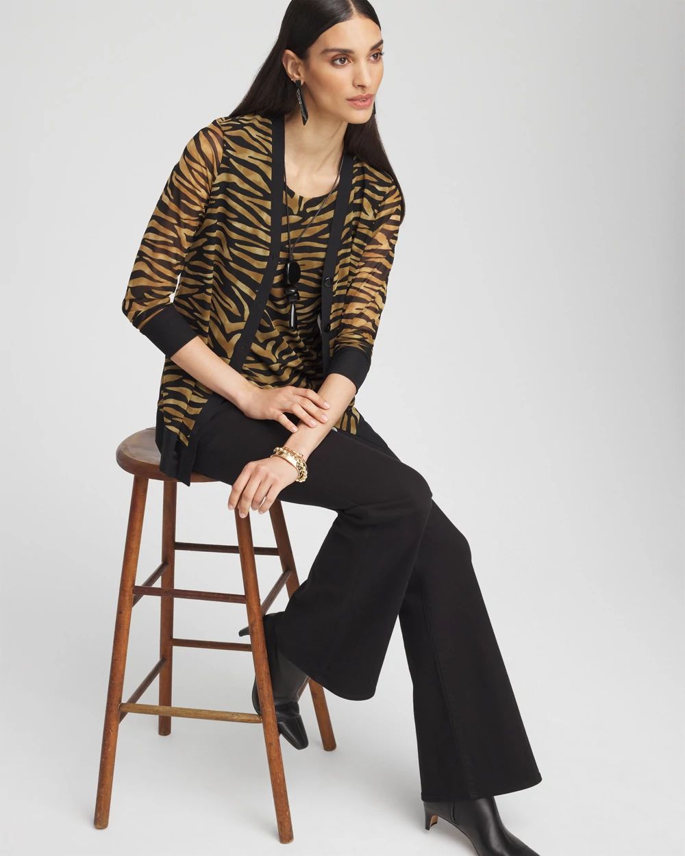 Tiger Print Mesh Cardigan