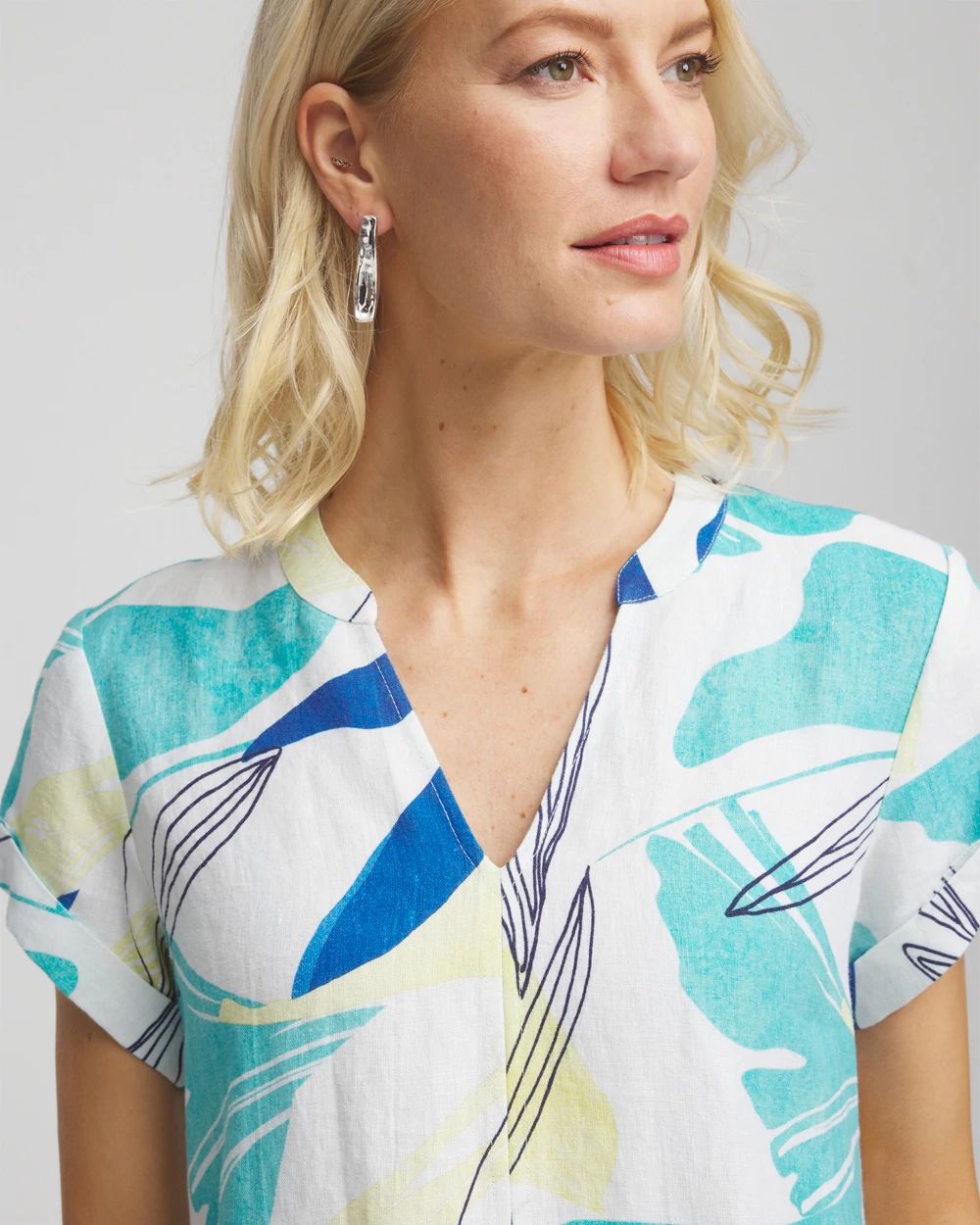 Cuff Sleeve Linen Dress