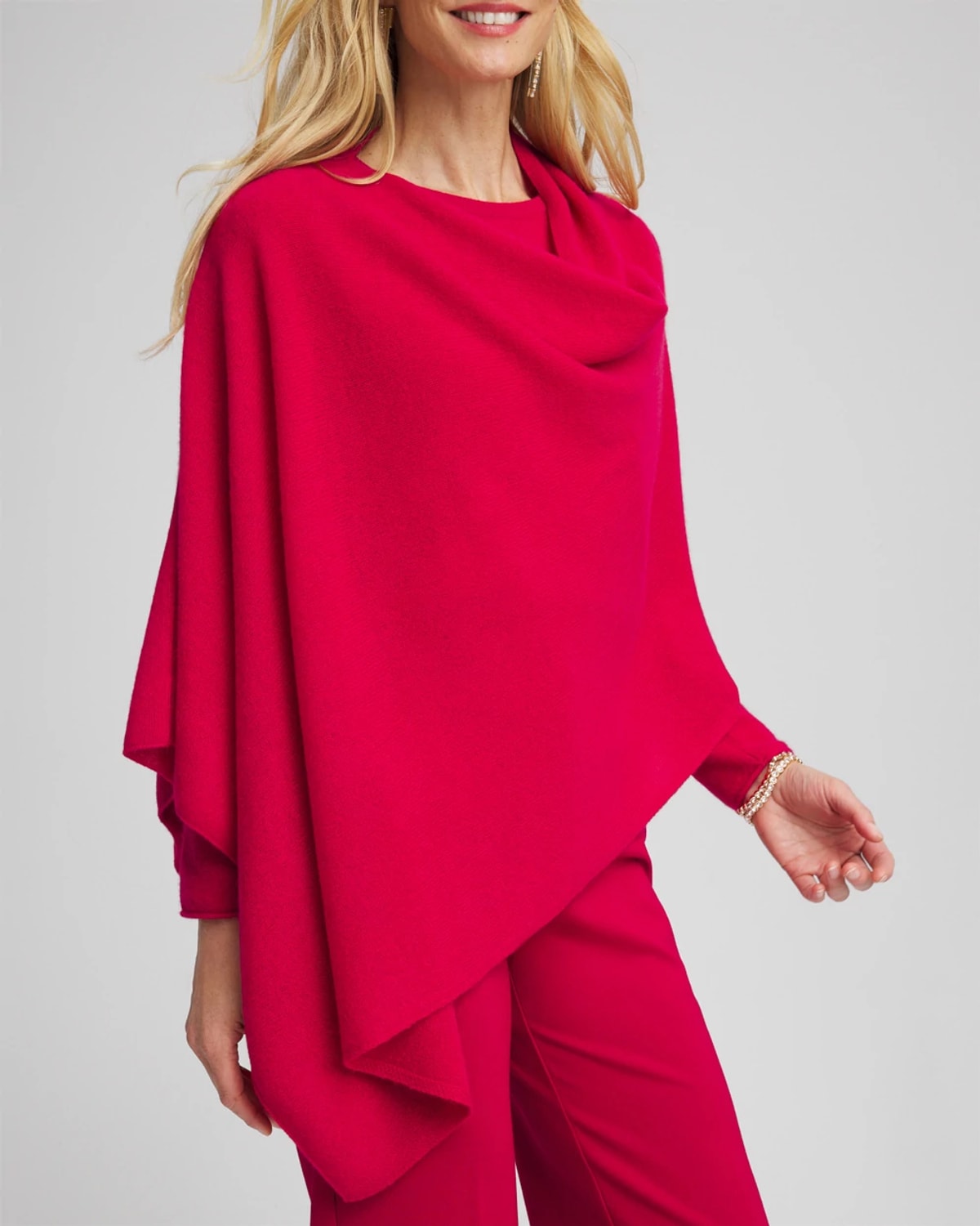Chico's Cashmere Poncho In In Red