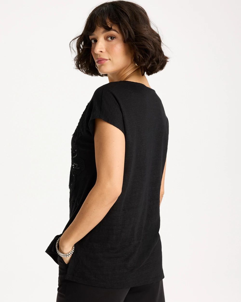 Linen Embellished Sequin Tunic click to view larger image.