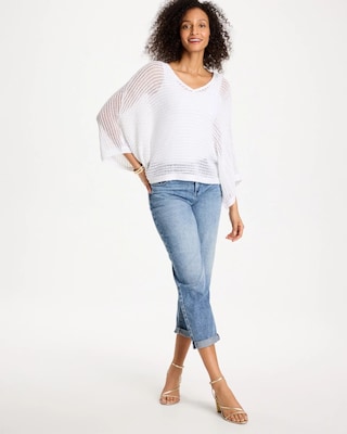 V-Neck Metallic Knit Poncho click to view larger image.