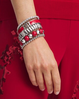 Red Beaded Stretch Bracelet