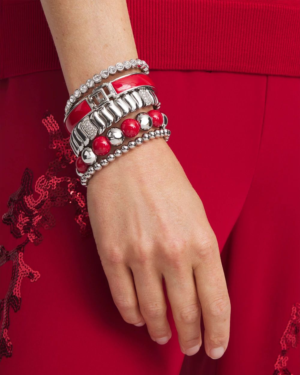 Red Beaded Stretch Bracelet