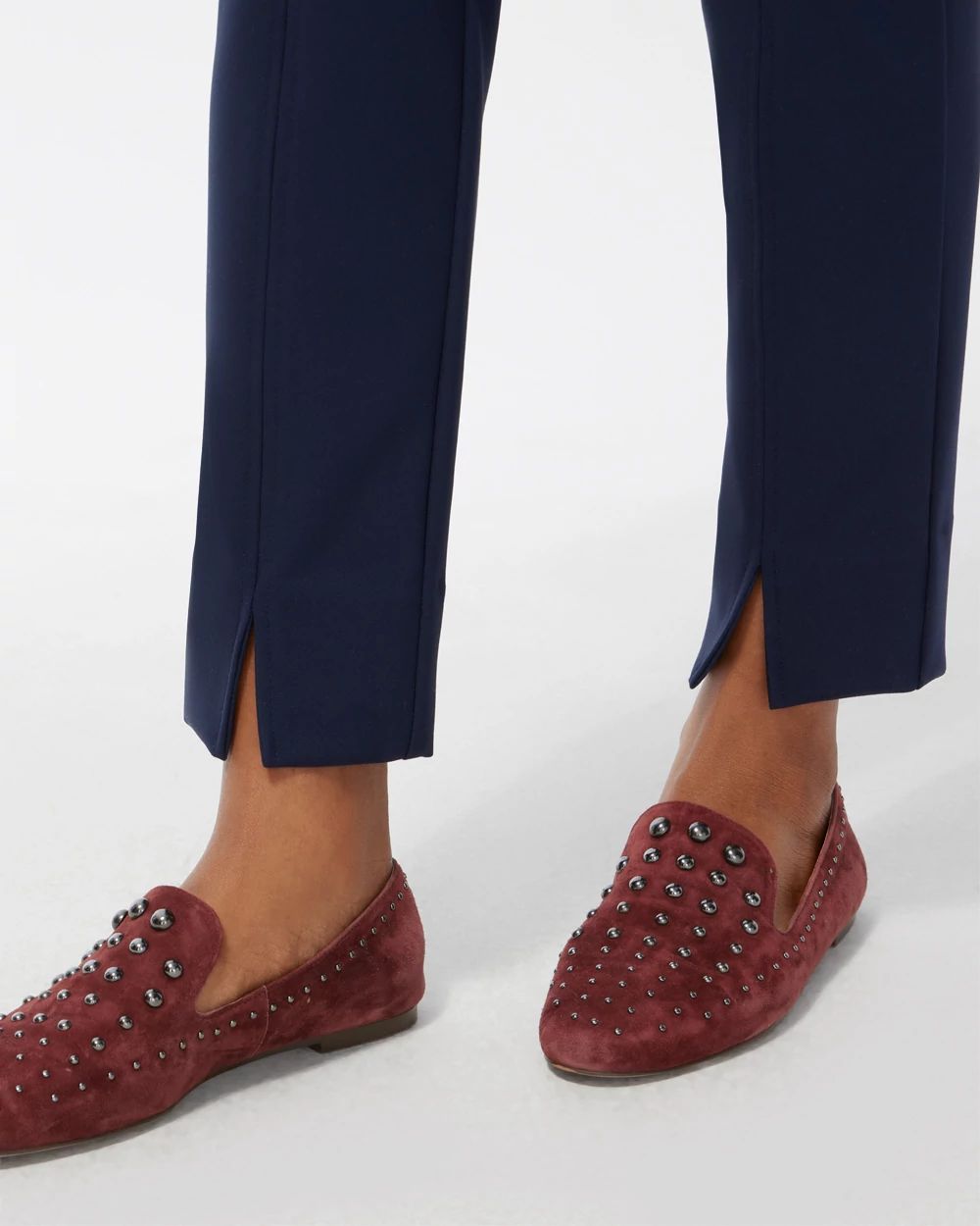 Bi-Stretch Front Seam Slit Ankle Pants click to view larger image.